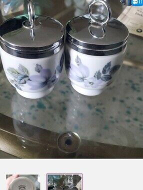2xRoyal Worcester White Porcelain Egg